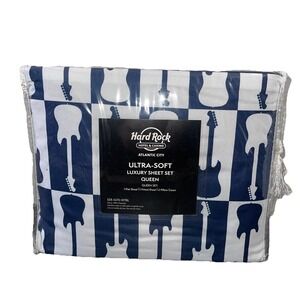 Hard Rock Guitar Queen Blue/White Luxury Sheet Set
